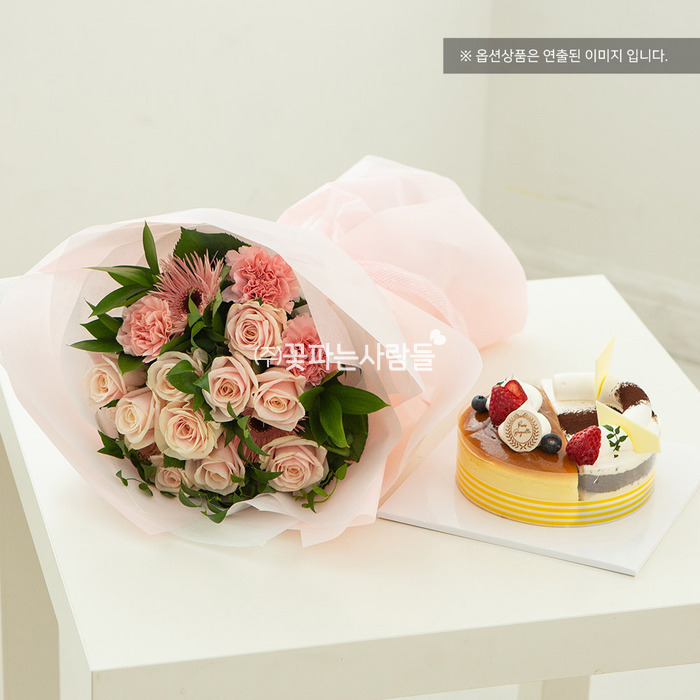 축화용 꽃다발과 케이크